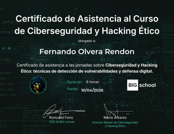 Miniatura del certificado: Ciberseguridad y Hacking Ético — Fernando Olvera